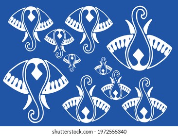 silhouette image of an elephant head on a blue background 