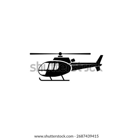 Silhouette image features a isolated helicopter on a transparent backdrop, showcasing its rotorcraft design for air travel concepts.