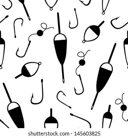 Silhouette image of fishing seamless pattern