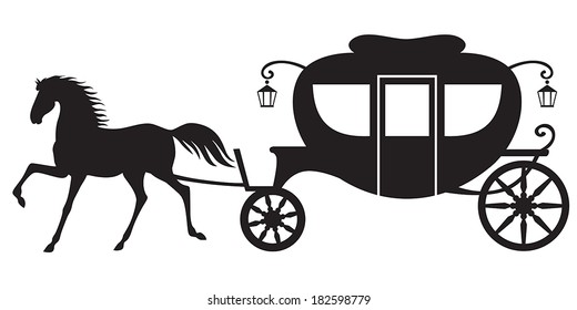 Silhouette image horse drawn carriage