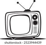 Silhouette image of a Icon style vector television on the white background