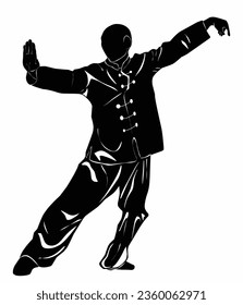 silhouette image of kung fu movements, suitable for posters, education, t-shirt designs and others