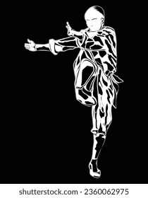 silhouette image of kung fu movements, suitable for posters, education, t-shirt designs and others