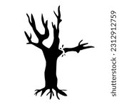 silhouette image of a large tree with a broken branch