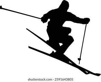Silhouette image of a man skiing