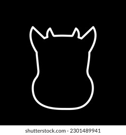 Imagen de silueta del bozal de una vaca blanca sobre un fondo negro. Logotipo adecuado para empresas lecheras