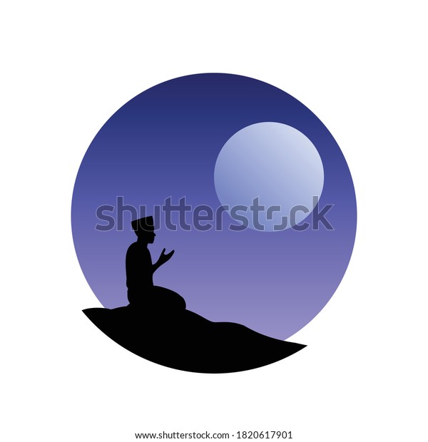Silhouette image of\
people praying at\
night