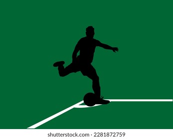 
silhouette image of person kicking ball and football black and white cool foot suitable for design of sports articles or logos of clubs or events and reviews and championships