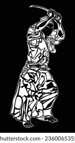 imagen de silueta del movimiento samurai, adecuada para afiches, educación, diseños de camisetas, logos y otros.