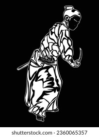 Silhouette-Bild der Samurai-Bewegung, geeignet für Poster, Bildung, T-Shirt-Designs, Logos und andere.