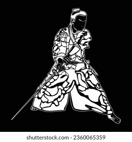 Silhouette-Bild der Samurai-Bewegung, geeignet für Poster, Bildung, T-Shirt-Designs, Logos und andere.
