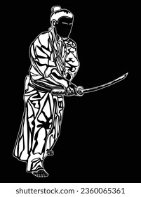 imagen de silueta del movimiento samurai, adecuada para afiches, educación, diseños de camisetas, logos y otros.