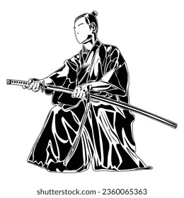 silhouette image of the samurai movement, suitable for posters, education, t-shirt designs, logos and others.