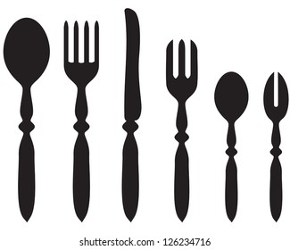 Silhouette image of a set of cutlery