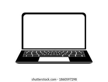 a silhouette image of a set of electronic devices in the form of a laptop or portable computer