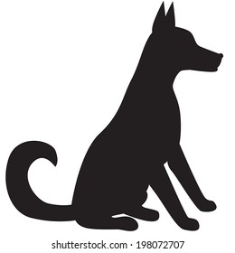 Silhouette image of sitting dog