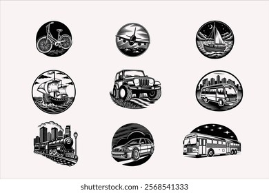 Silhouette image of some vehicles 