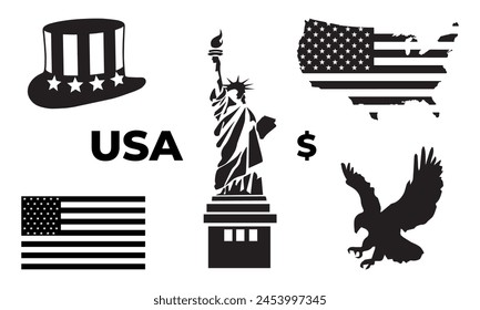 Silhouette image of symbols of America