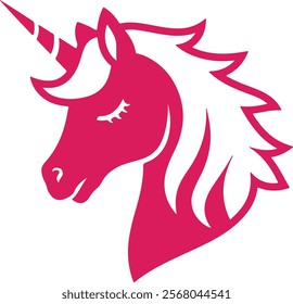 A silhouette image of Unicorn Head illustration for kids t shirt design