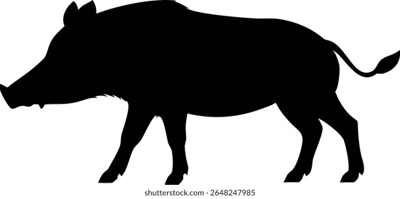 Silhouette image of a wild boar depicting strength and wild nature