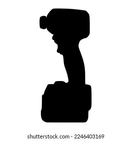 Silueta de la ilustración vectorial del controlador de impacto. Moderno taladro eléctrico de mano con batería o simulador multifunción inalámbrico, en estilo de icono plano de moda. Archivo de pasos editable.