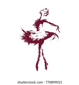 Silhouette impressionism ballet dancer brushstroke painted  style inspired