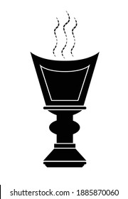 Silhouette of a incense burner called a Mahbkara. Editable Clip Art.