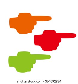 Silhouette of the index finger. The Moving Finger. Flat. Icon. Symbol. Color.
