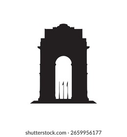 Silhueta da Índia portão delhi vetor plano ilustração design em fundo branco