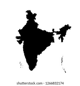 Silhouette of India map. Black and white vector illustration isolated on white background