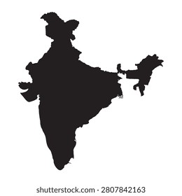 Silhouette Of India Map On White Background