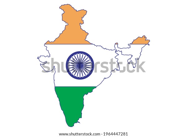 Silhouette India Map India Orange White Stock Vector (Royalty Free ...