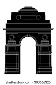 Silhouette Indian Gate New Delhi Stock Vector (Royalty Free) 303666326 ...