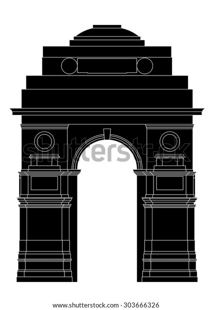 Silhouette Indian Gate New Delhi Stock Vector (royalty Free) 303666326 