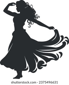 silhouette of an indian girl dancing vector