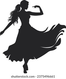 silhouette of an indian girl dancing vector
