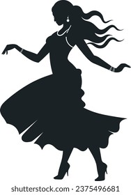 silhouette of an indian girl dancing vector