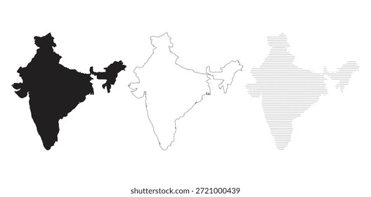 Silueta del subcontinente indio con un patrón de visualización de datos a la derecha. Diseño minimalista y limpio.