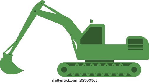 Silhouette of an industrial excavator in green.