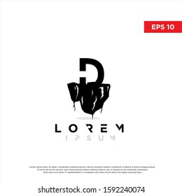 silhouette initial letter d ground logo. modern icon, template design