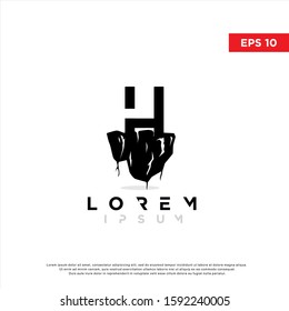 silhouette initial letter h ground logo. modern icon, template design