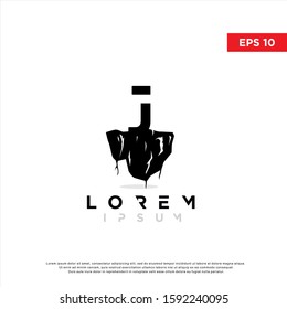 silhouette initial letter j ground logo. modern icon, template design