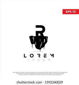silhouette initial letter r ground logo. modern icon, template design
