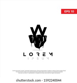 silhouette initial letter w ground logo. modern icon, template design