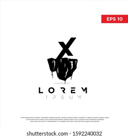 silhouette initial letter x ground logo. modern icon, template design