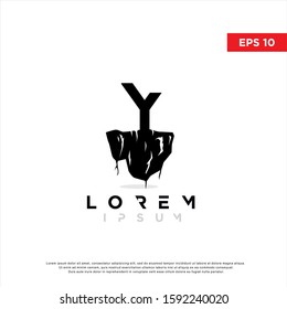 silhouette initial letter y ground logo. modern icon, template design