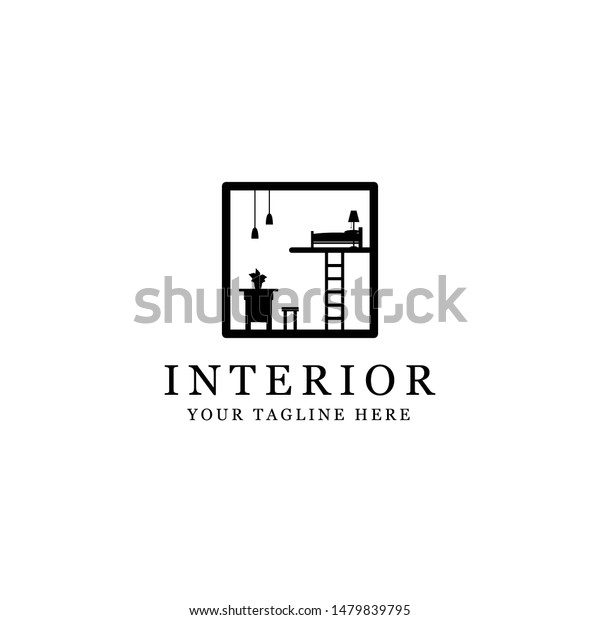 Silhouette Interior Logo Minimalist Room Isolated Stock Vector (Royalty ...
