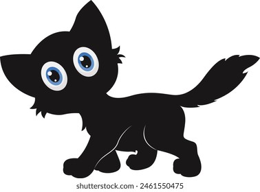 Silhouette of International Cat Day. with Cute Eye Design. Isolated on White Background