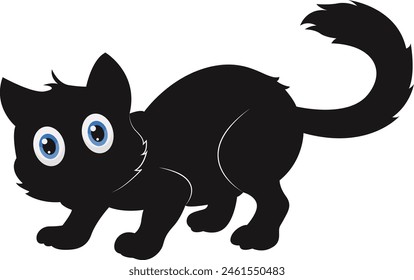 Silhouette of International Cat Day. with Cute Eye Design. Isolated on White Background