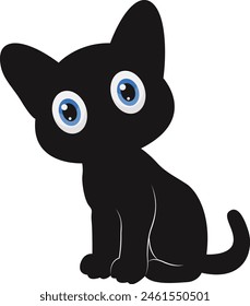 Silhouette of International Cat Day. with Cute Eye Design. Isolated on White Background